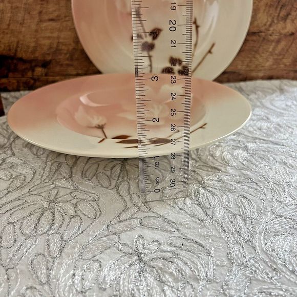 Syracuse China Rimmed Soup Bowl Air Brushed Madam Butterfly 1950s Set of 2 - Picture 7 of 10